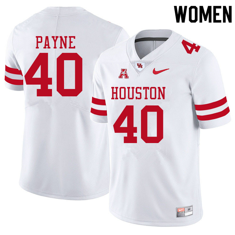 Women #40 Treylin Payne Houston Cougars College Football Jerseys Sale-White - Click Image to Close
